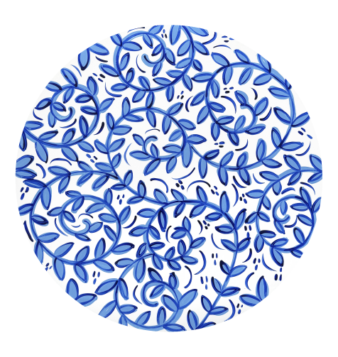 BE BLESSED CREATIONS CIRLCE WITH BLUE VINES