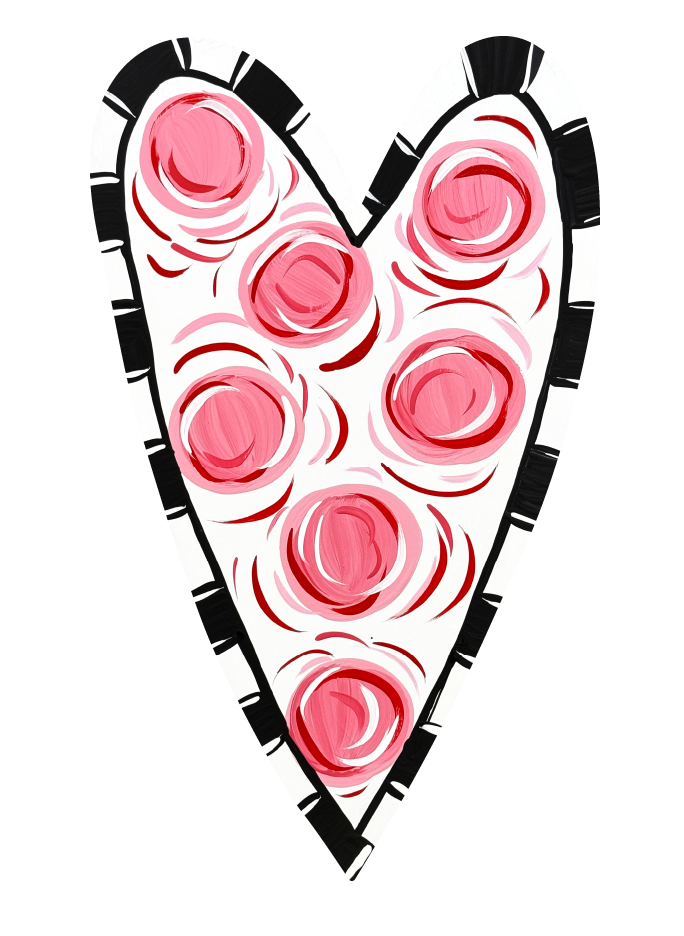 BE BLESSED CREATIONS HEART WITH PINK DOTS AND BLACK CHECKERED EDGE