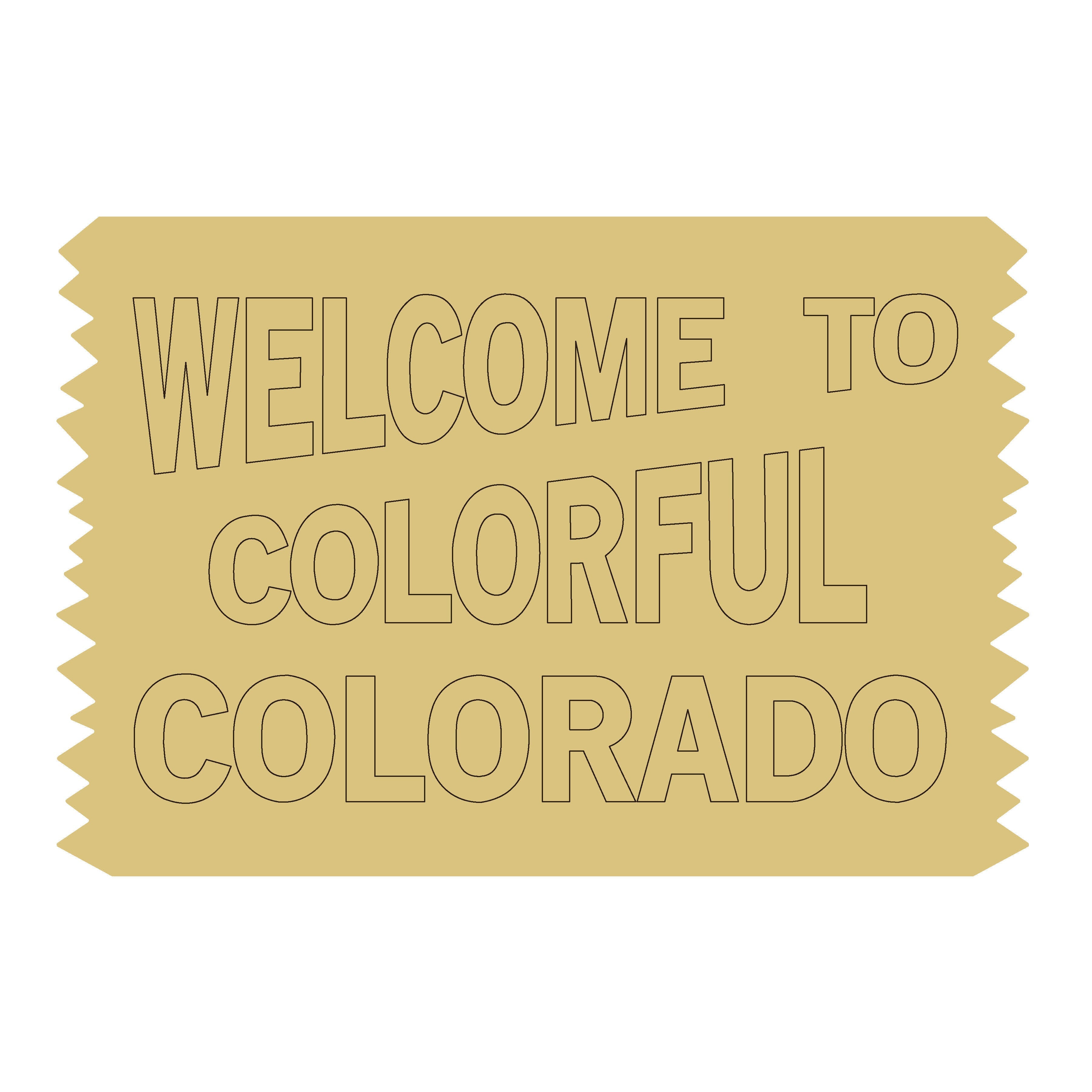 Design By Line Rectangle Sign MDF Cutout Welcome To Colorful Colorado - Unfinished For DIY