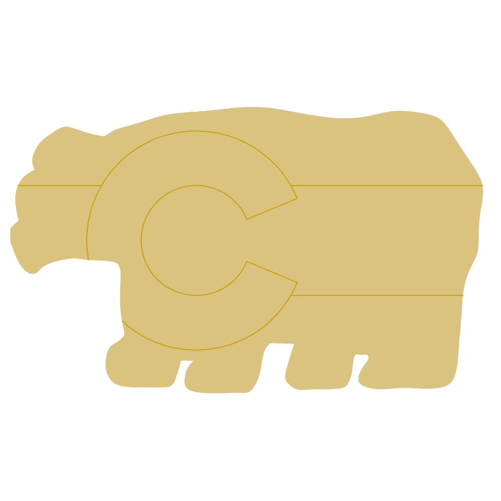 BC Custom Bear Design By Lines Unfinished Wood Cutout Style  1