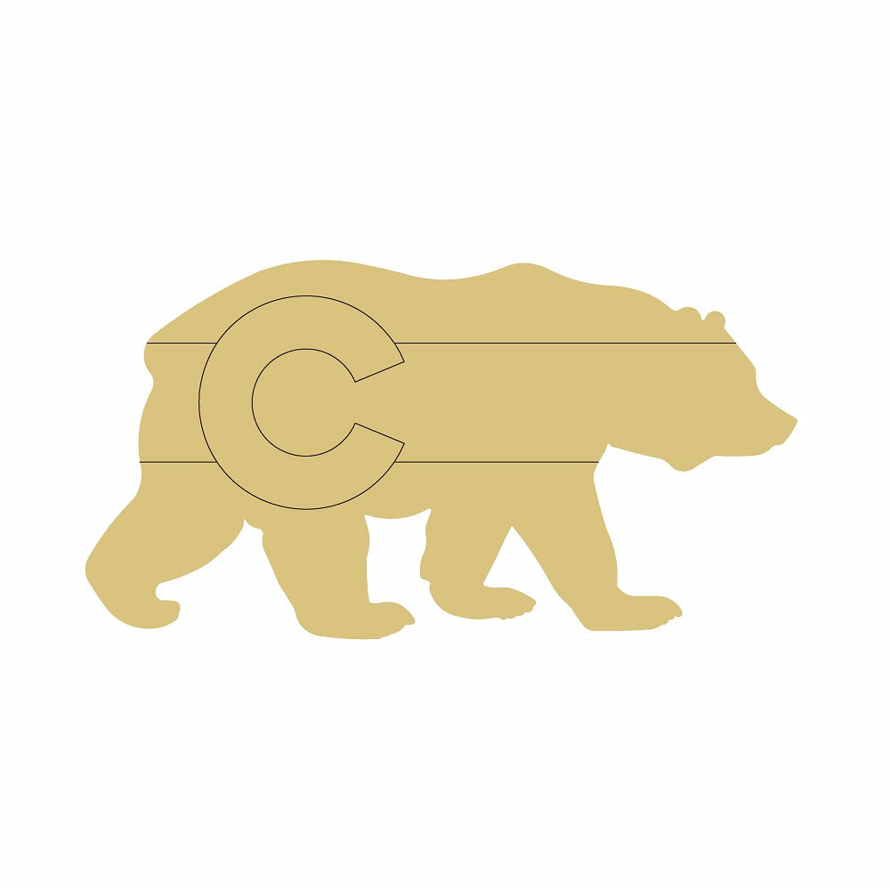 BC Custom Bear Design By Lines Unfinished Wood Cutout Style 2
