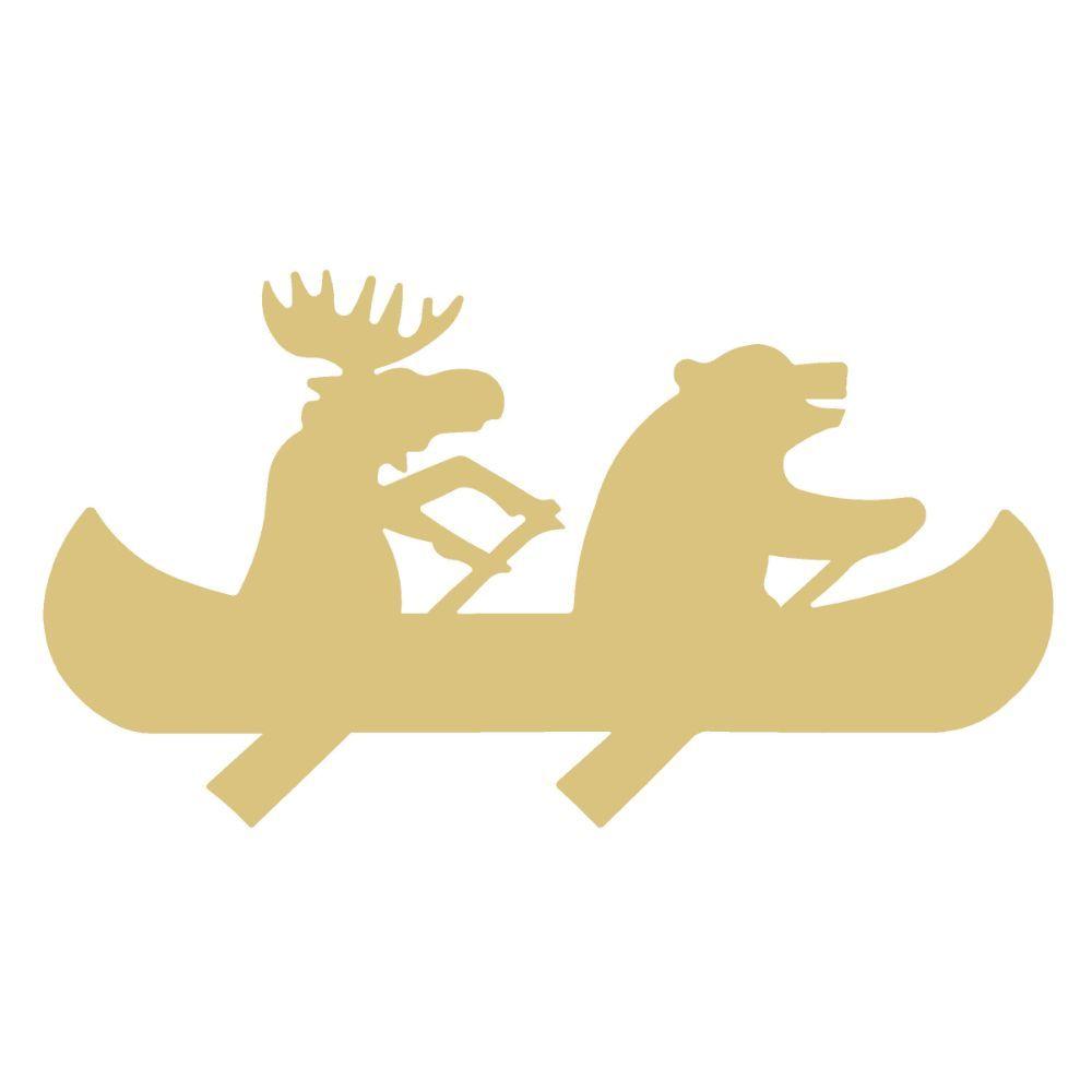 Basic Shape Bear & Moose on a Canoe MDF Cutout Witth Paddle - Unfinished For DIY