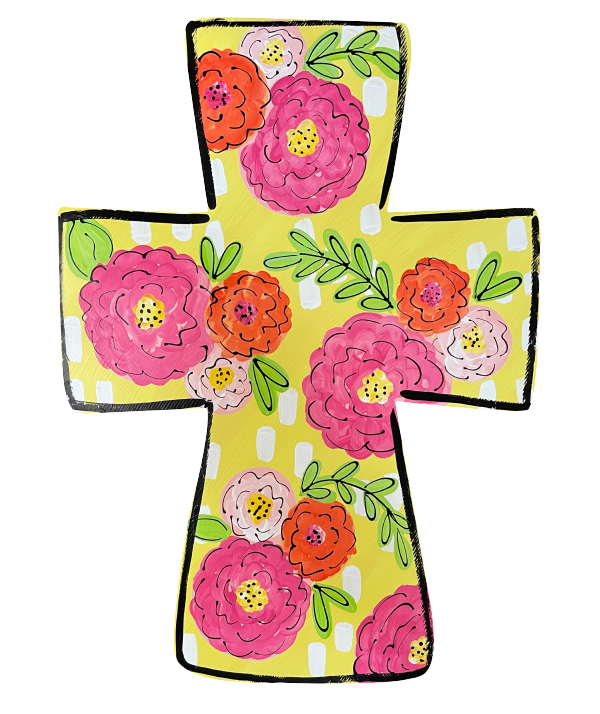LILY PAD DESIGNS YELLOW CROSS WITH FLOWERS