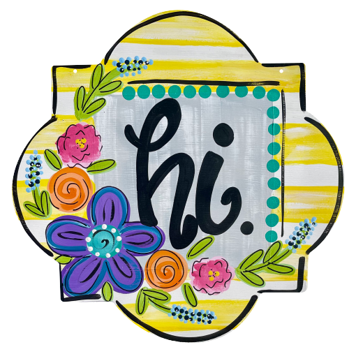 LILY PAD DESIGNS HI PLAQUE WITH PURPLE FLOWER