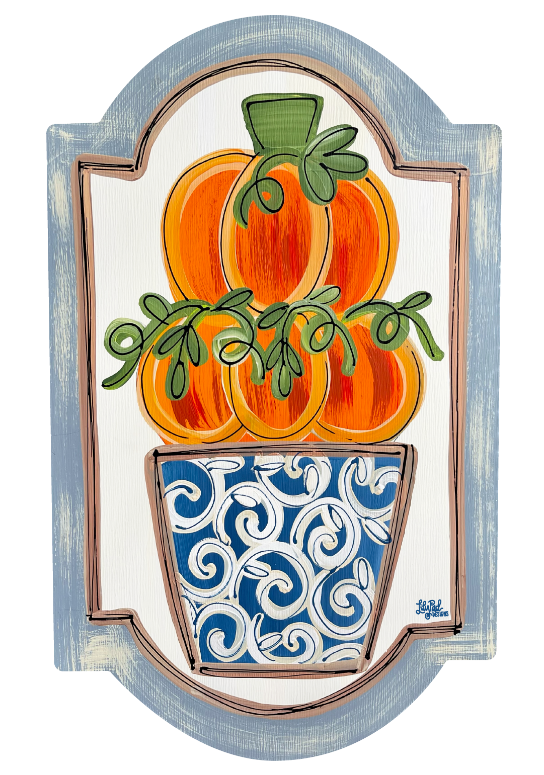 LILY PAD DESIGNS STACKED PUMPKIN PLAQUE