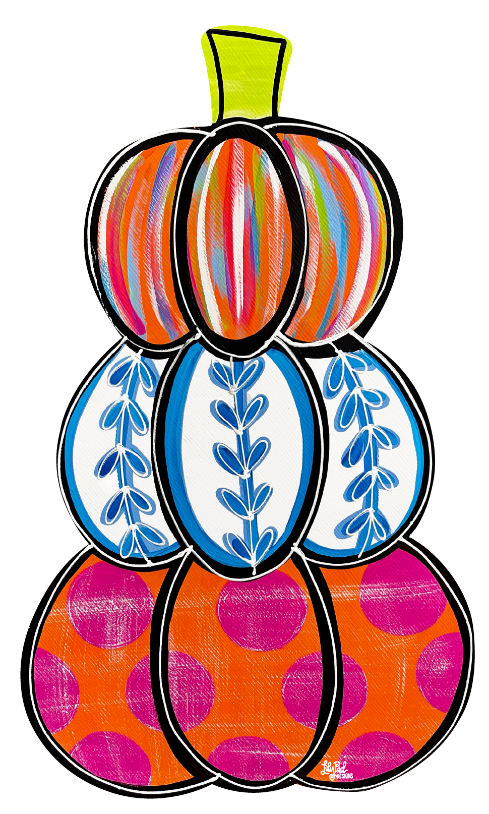 LILY PAD DESIGNS MULTI COLORED STACKED PUMPKINS