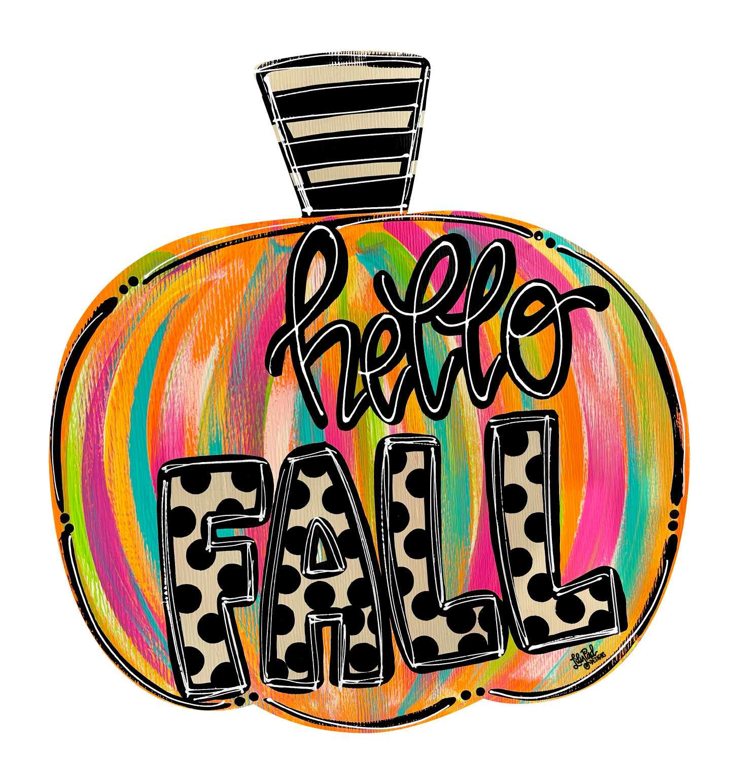 LILY PAD DESIGNS COLORFUL PUMPKIN WITH CURSIVE HELLO DOTTED FALL