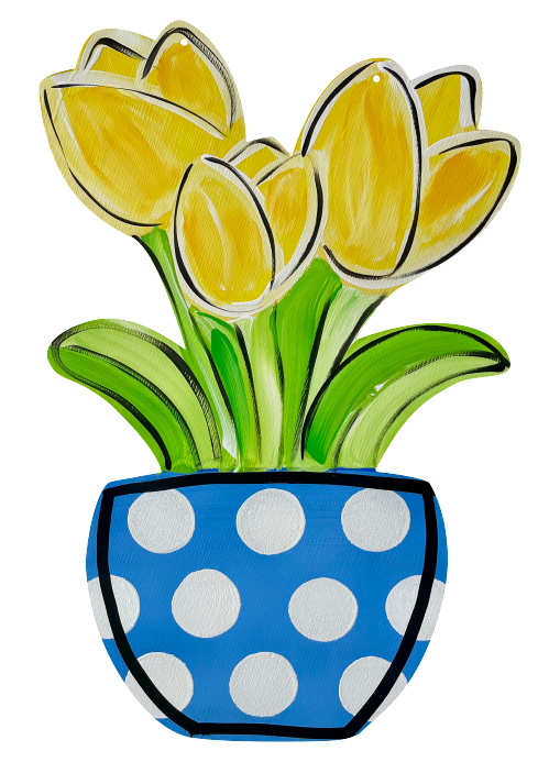 LILY PAD DESIGNS YELLOW TULIP FLOWER POT