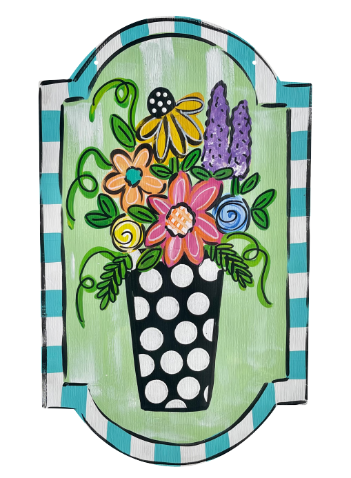 LILY PAD DESIGNS PLAQUE WITH FLOWER VASE