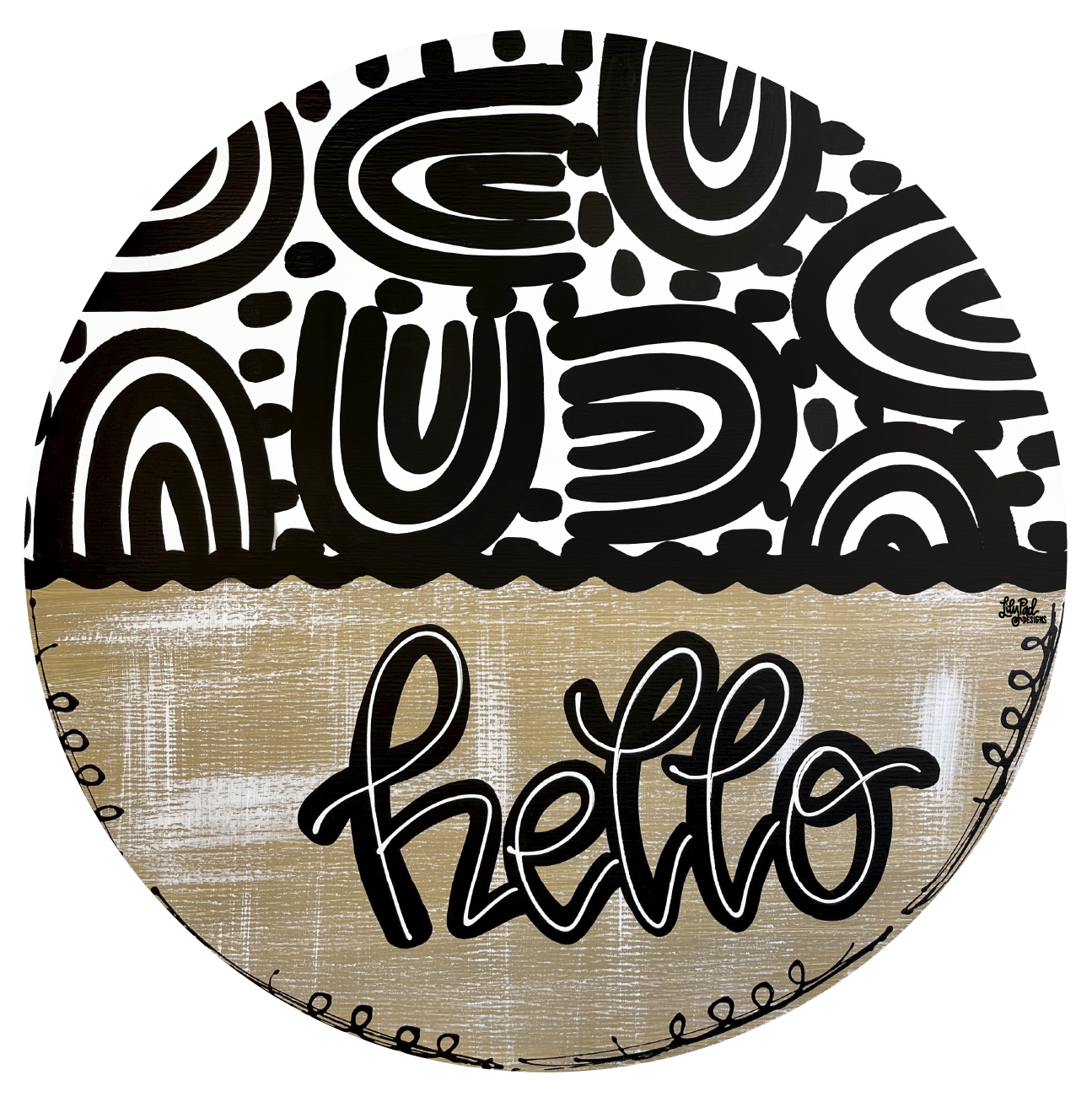 LILY PAD DESIGNS HELLO CIRCLE WITH BLACK RAINBOWS
