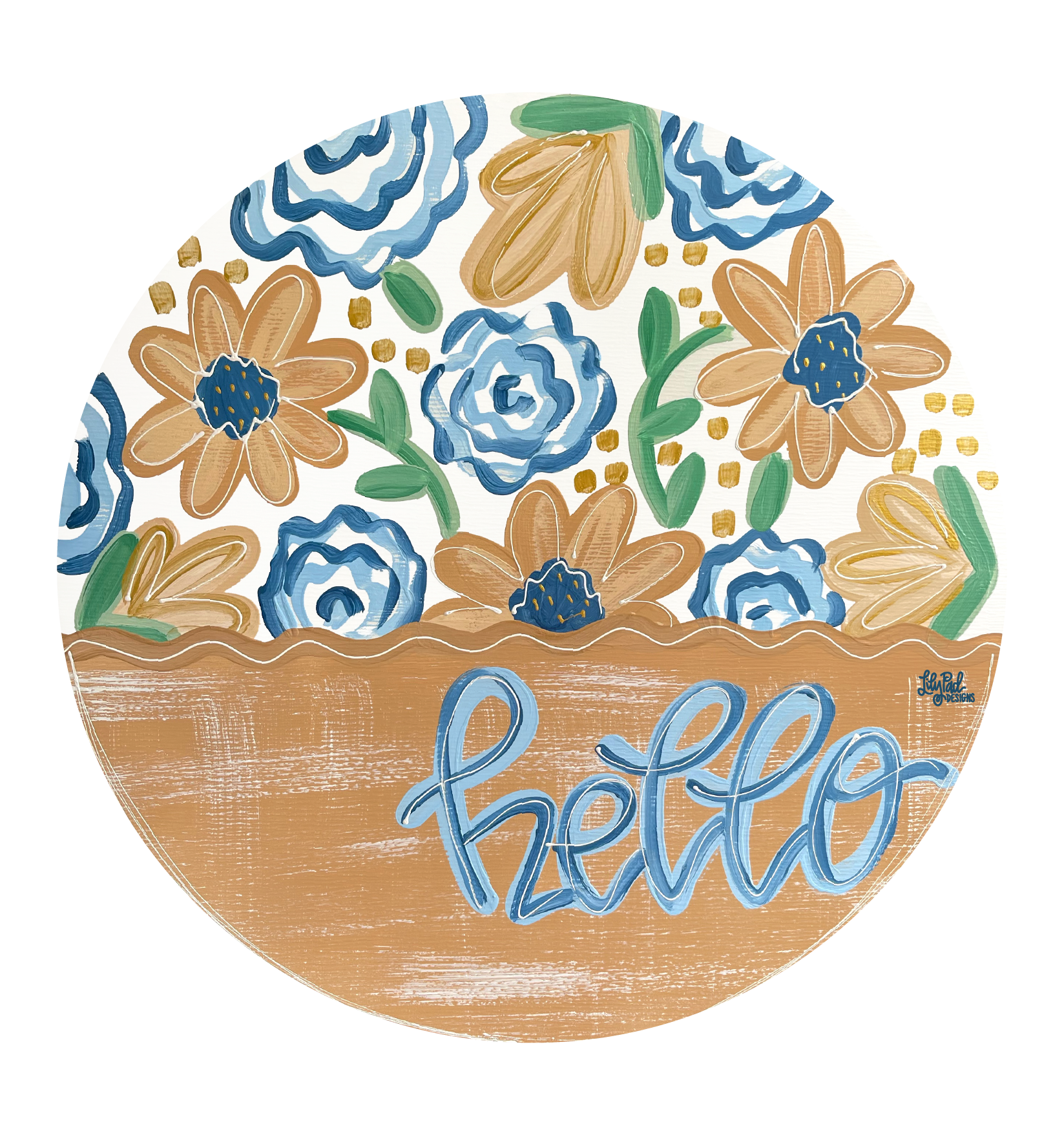 LILY PAD DESIGNS CIRCLE HELLO WITH FLOWERS