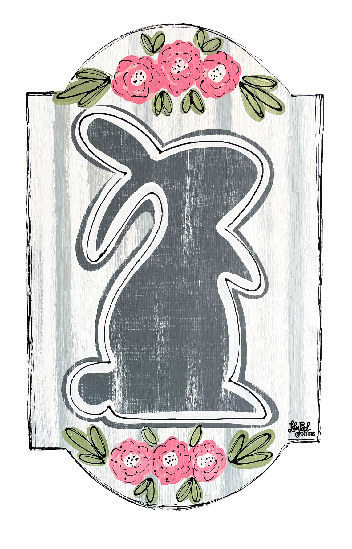 LILY PAD DESIGNS PLAQUE WITH GRAY RABBIT