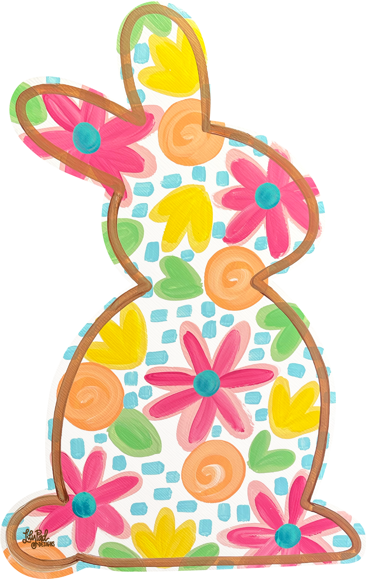 LILY PAD DESIGNS COLORFUL FLOWERED RABBIT