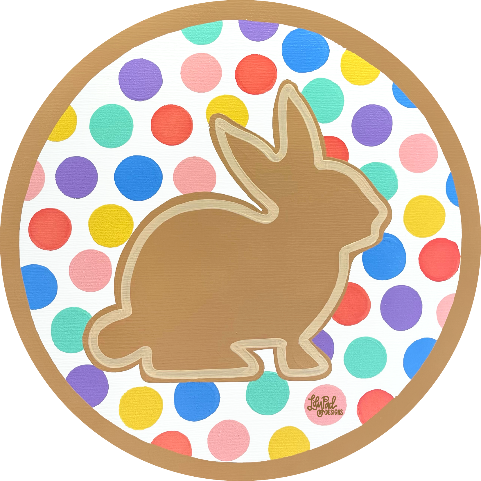 LILY PAD DESIGNS COLORFUL DOTS AND BROWN RABBIT