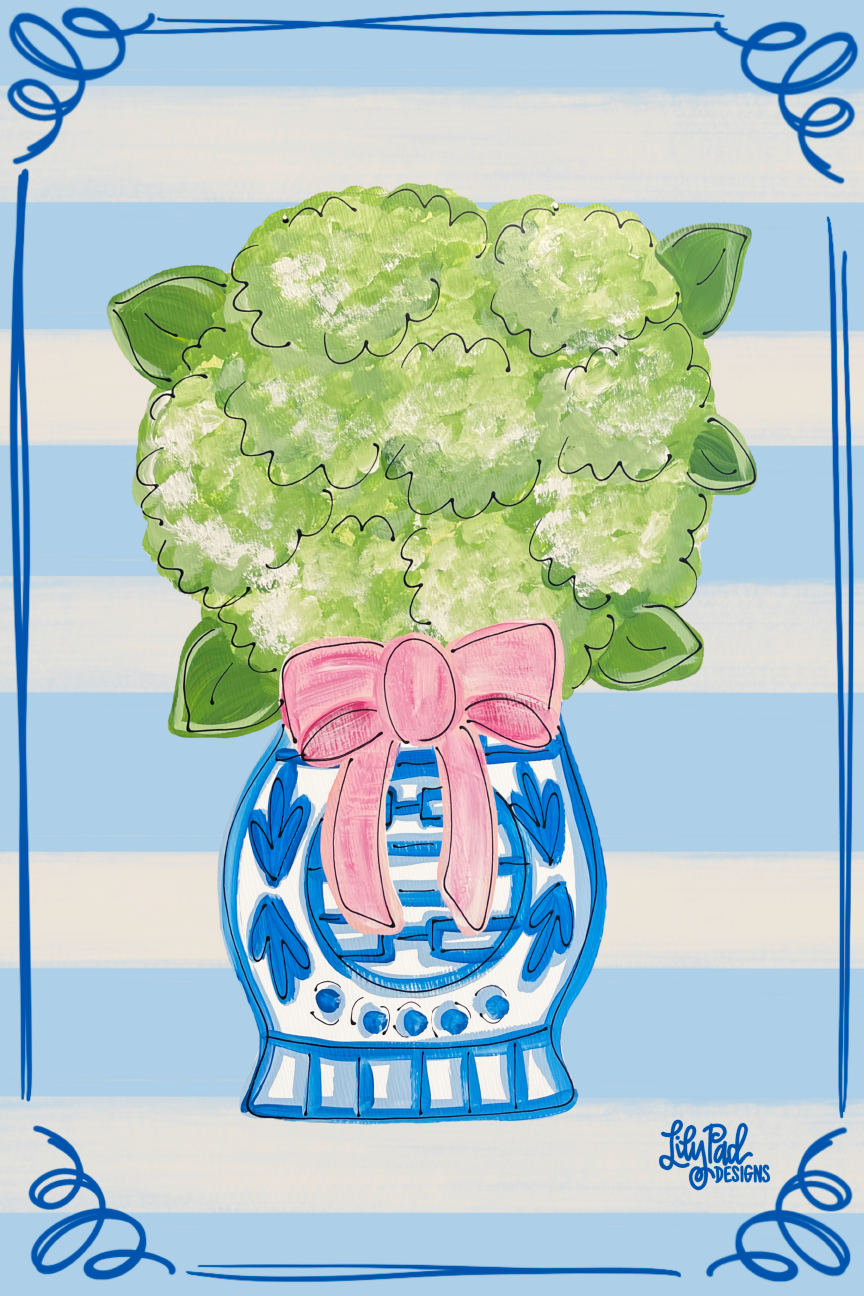 LILY PAD DESIGNS GINGER JAR WITH FLOWERS