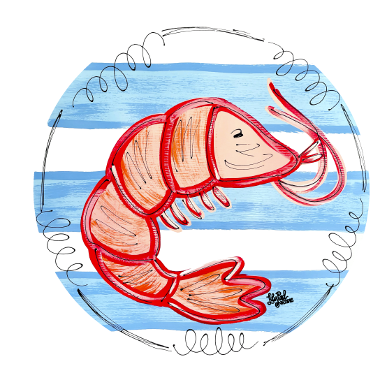 LILY PAD DESIGNS SHRIMP WITH BLUE STRIPES