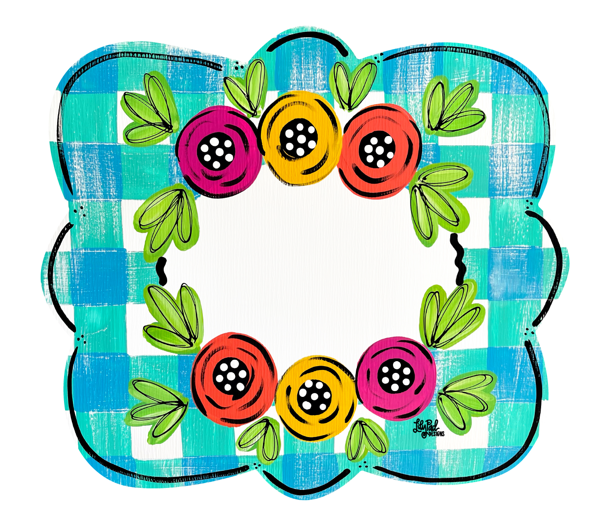 LILY PAD DESIGNS PLAQUE WITH 6 FLOWERS