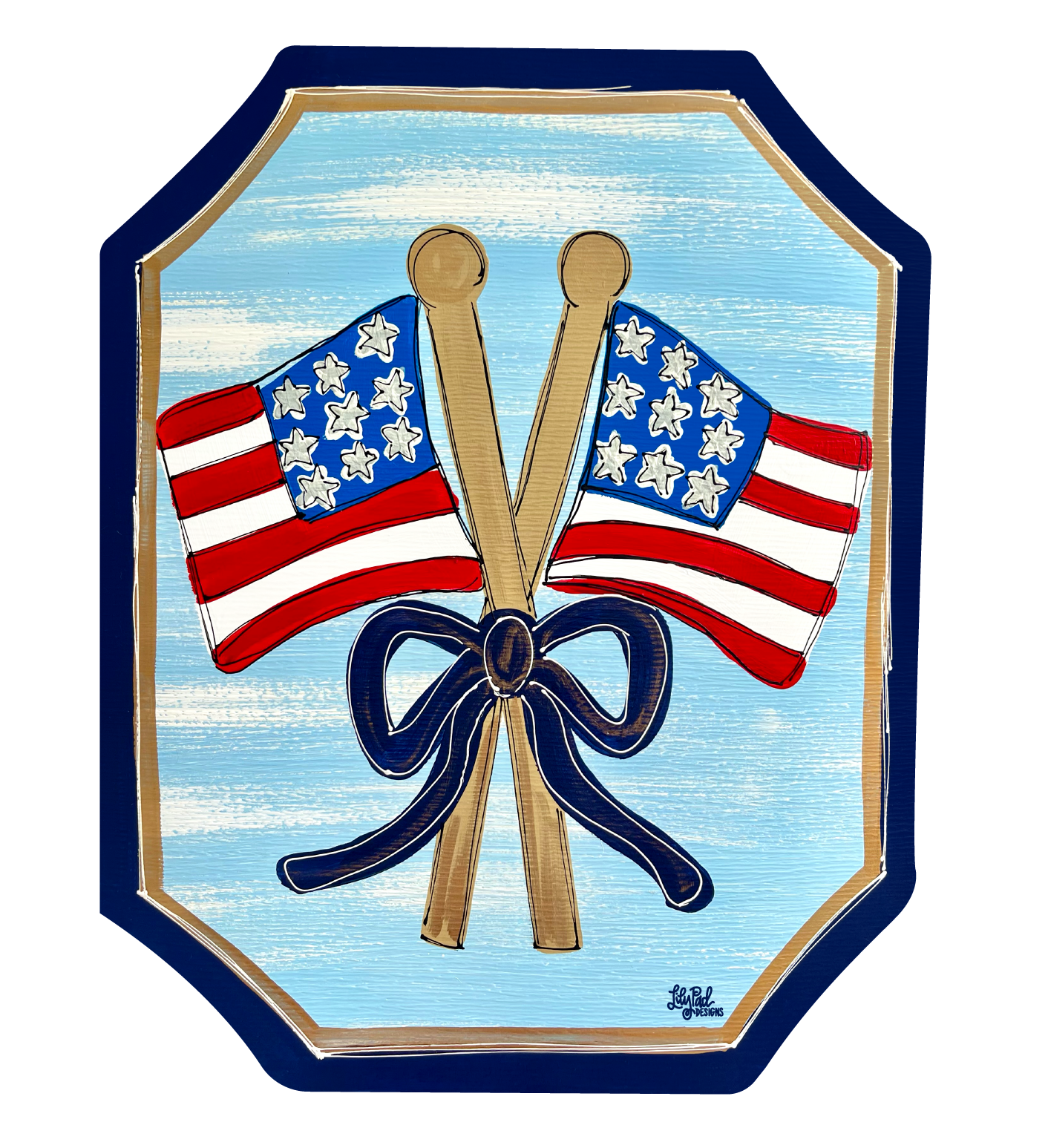 LILY PAD DESIGNS DOUBLE AMERICAN FLAG PLAQUE