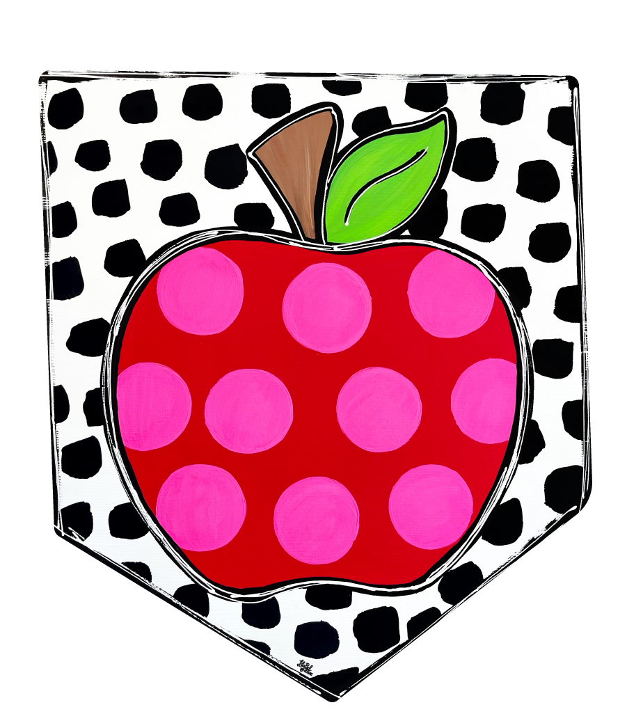 LILY PAD DESIGNS APPLE WITH PINK DOTS ON GONFALON