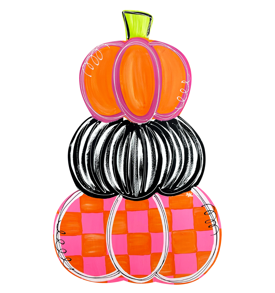 LILY PAD DESIGNS STACKED PUMPKINS CHECKERED BOTTOM