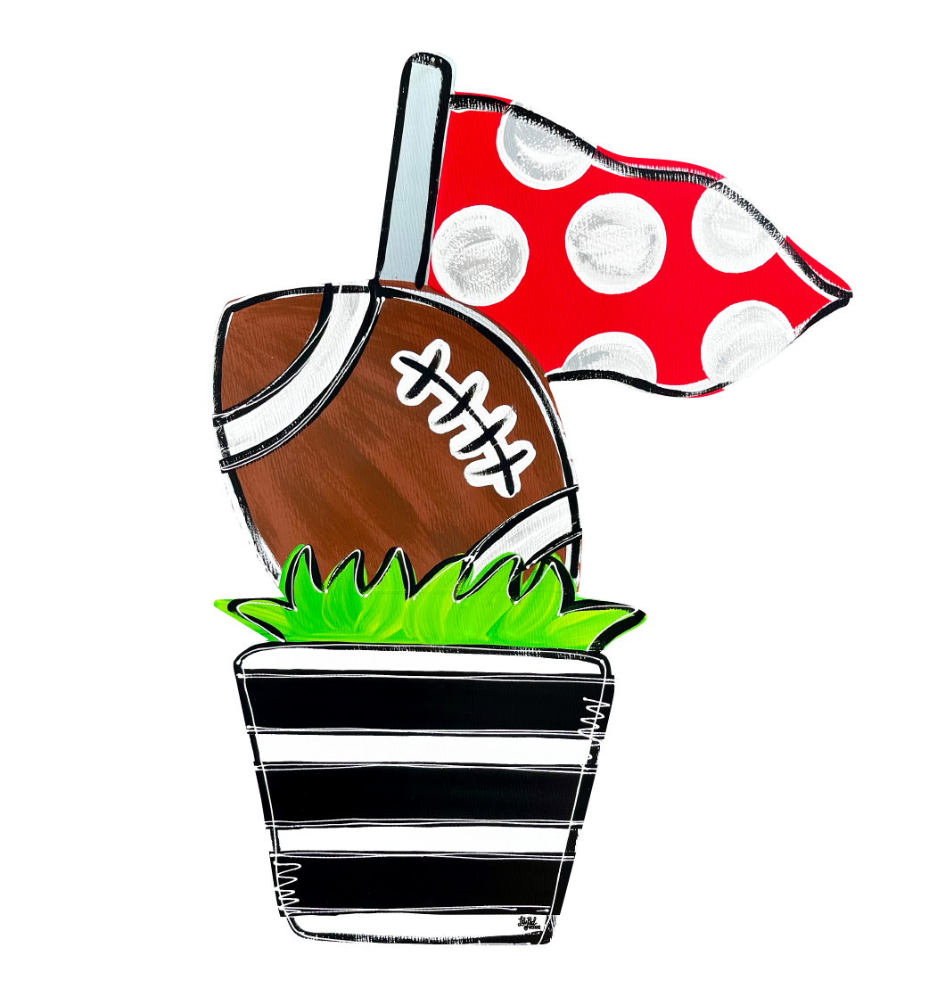 LILY PAD DESIGNS FOOTBALL AND FLAG TOPIARY