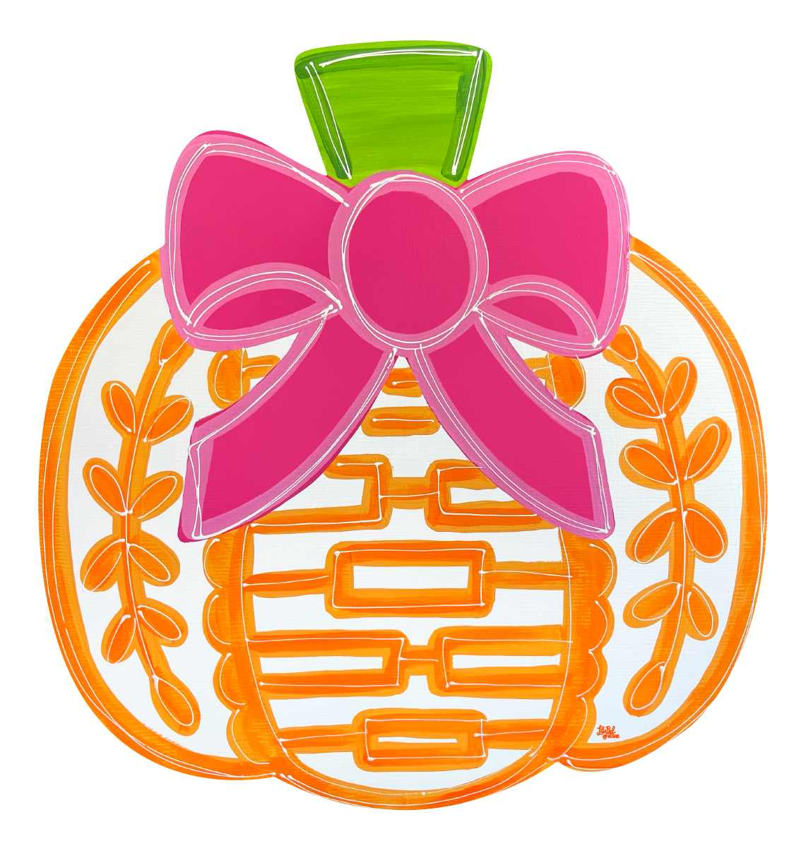LILY PAD DESIGNS ORANGE PUMPKIN WITH PINK BOW