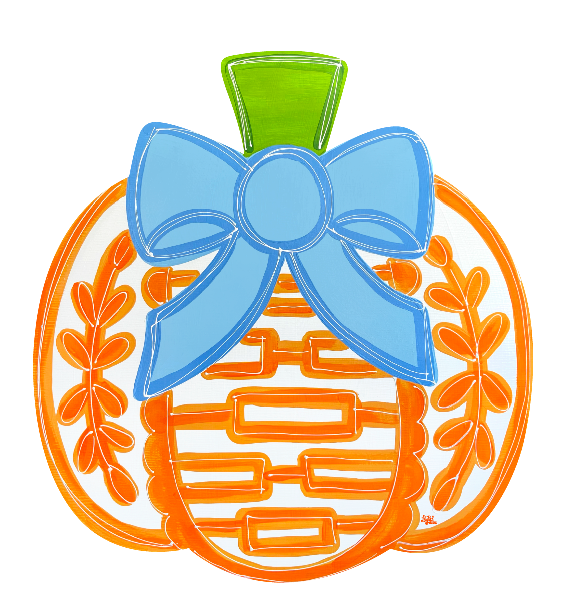 LILY PAD DESIGNS ORANGE PUMPKIN WITH BLUE BOW