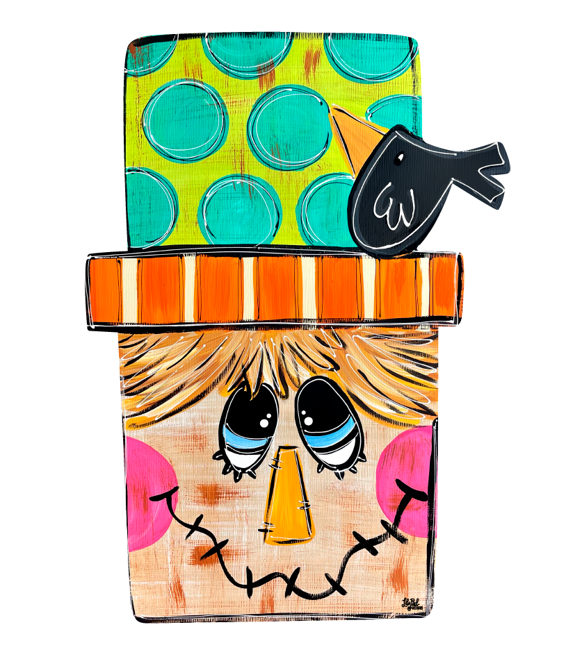 LILY PAD DESIGNS BLOCK SCARECROW WITH BIRD ON HAT