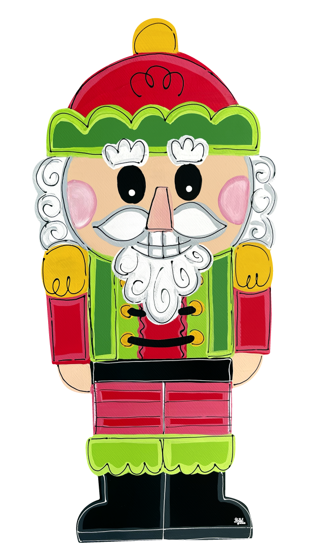 LILY PAD DESIGNS STANDING NUT CRACKER RED AND GREEN