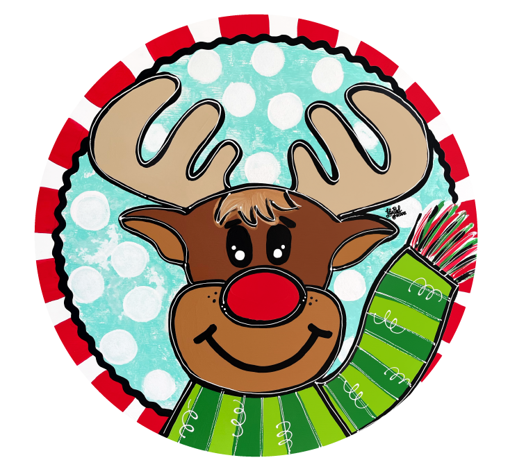 LILY PAD DESIGNS REINDEER WITH GREEN SCARF