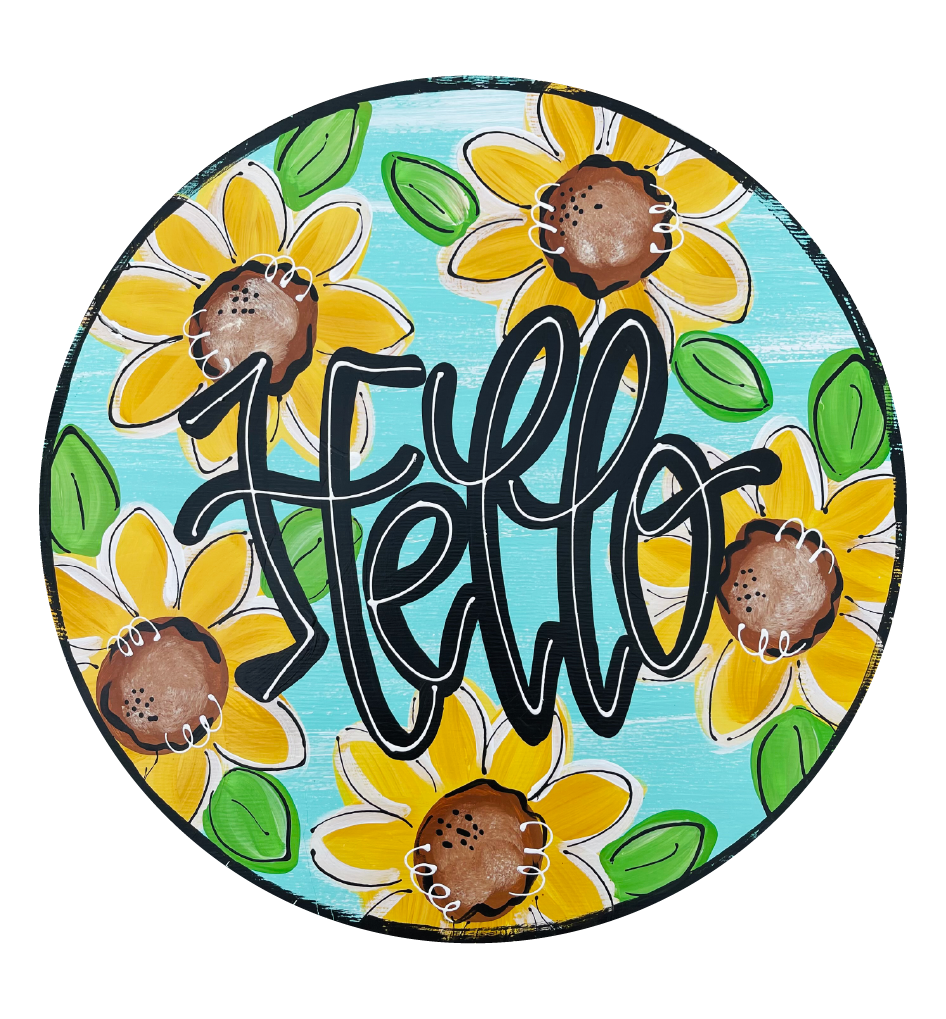 LILY PAD DESIGNS CIRCLE HELLO WITH SUNFLOWERS