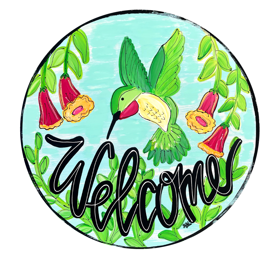 LILY PAD DESIGNS WELCOME WITH HUMMINGBIRD