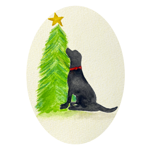 LILY PAD DESIGNS DOG AND CHRISTMAS TREE