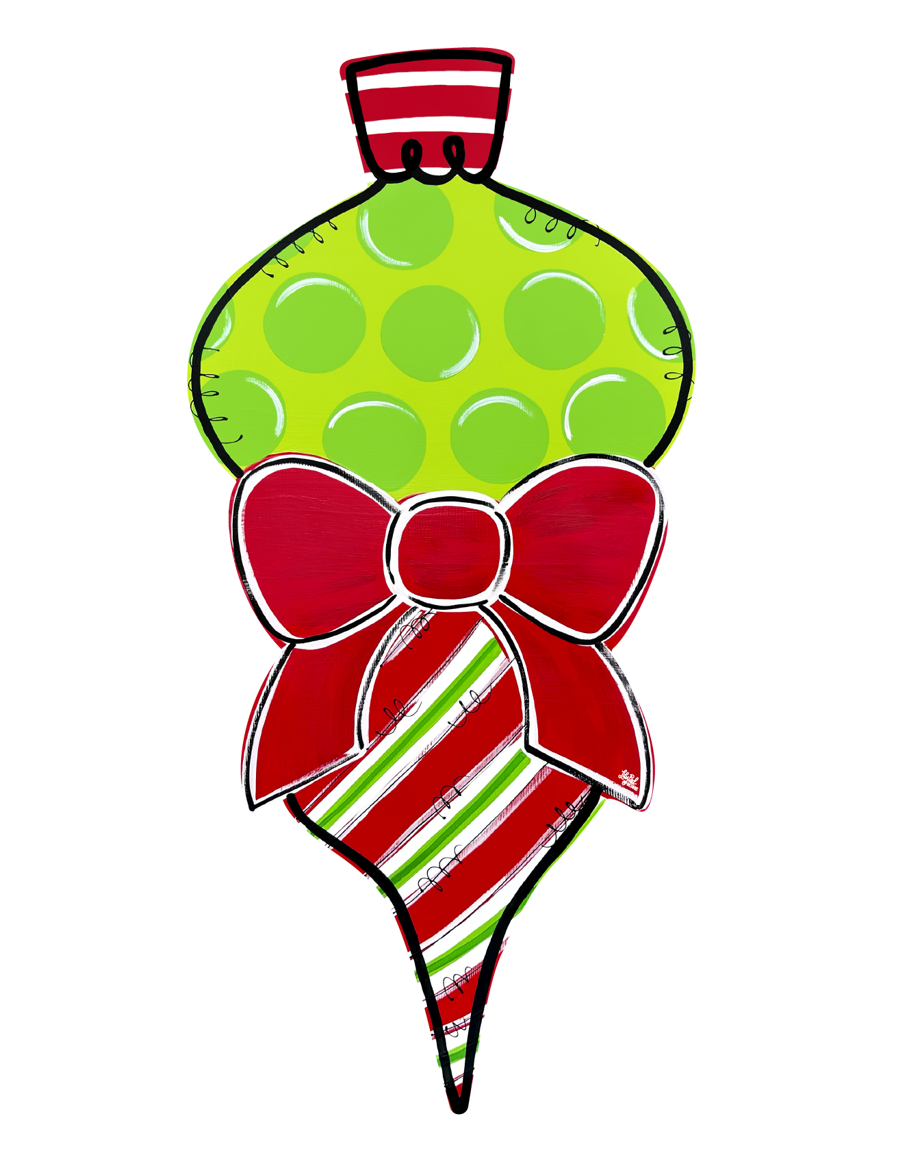 LILY PAD DESIGNS GREEN ORNAMENT WITH RED BOW
