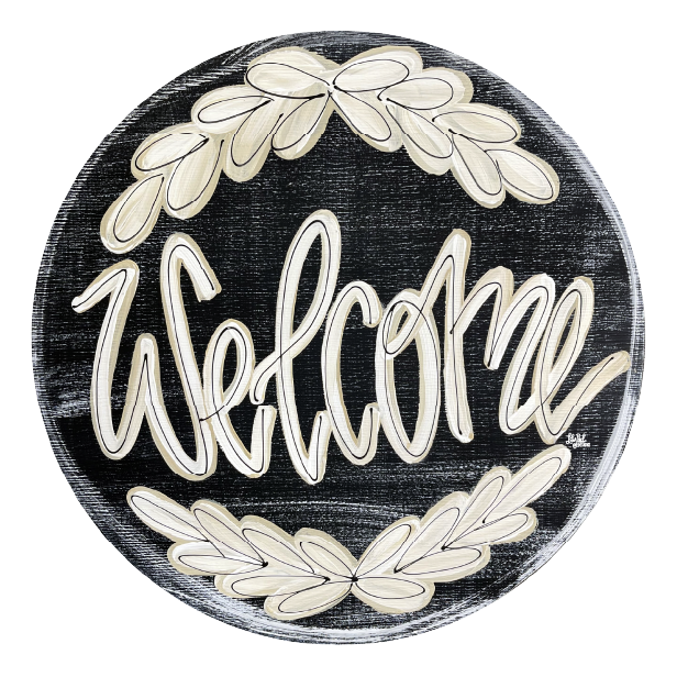 LILY PAD DESIGNS WHITE LETTERED WELCOME CIRCLE
