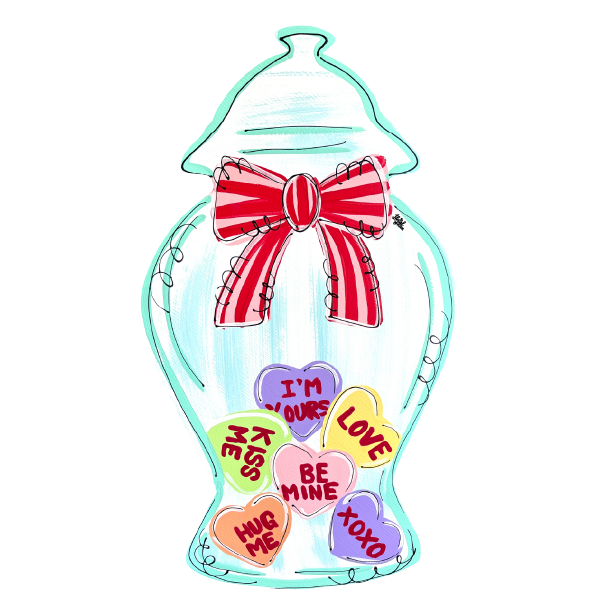 LILY PAD DESIGNS VALENTINE VASE WITH CANDY HEARTS