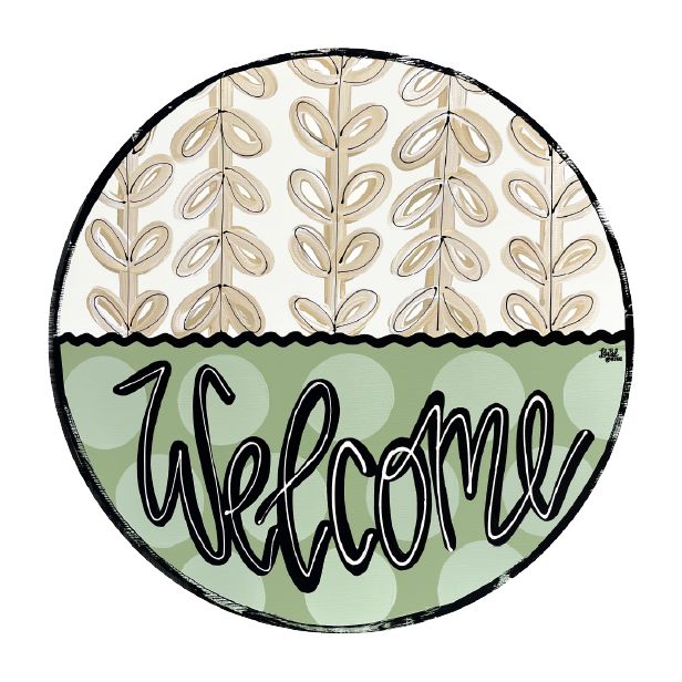 LILY PAD DESIGNS CIRCLE WITH WELCOME ON BOTTOM OF BROWN VINES