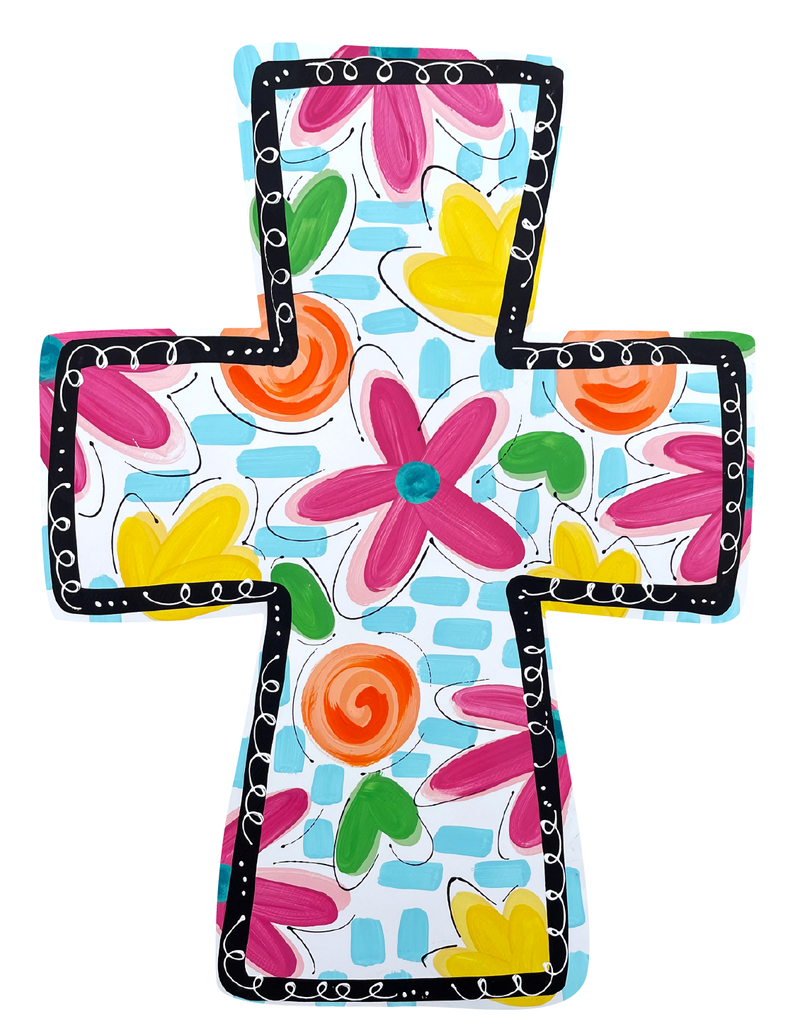 LILY PAD DESIGNS COLORFUL FLOWER CROSS