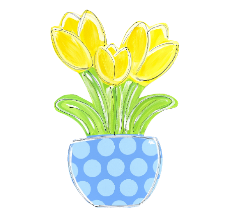 LILY PAD DESIGNS YELLOW TULIPS WITH BLUE DOTS