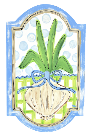 LILY PAD DESIGNS ONION WITH BLUE RIBBON