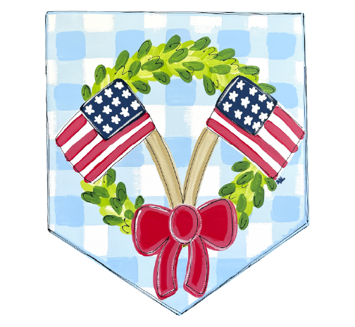 LILY PAD DESIGNS AMERICAN FLAGS IN WREATH