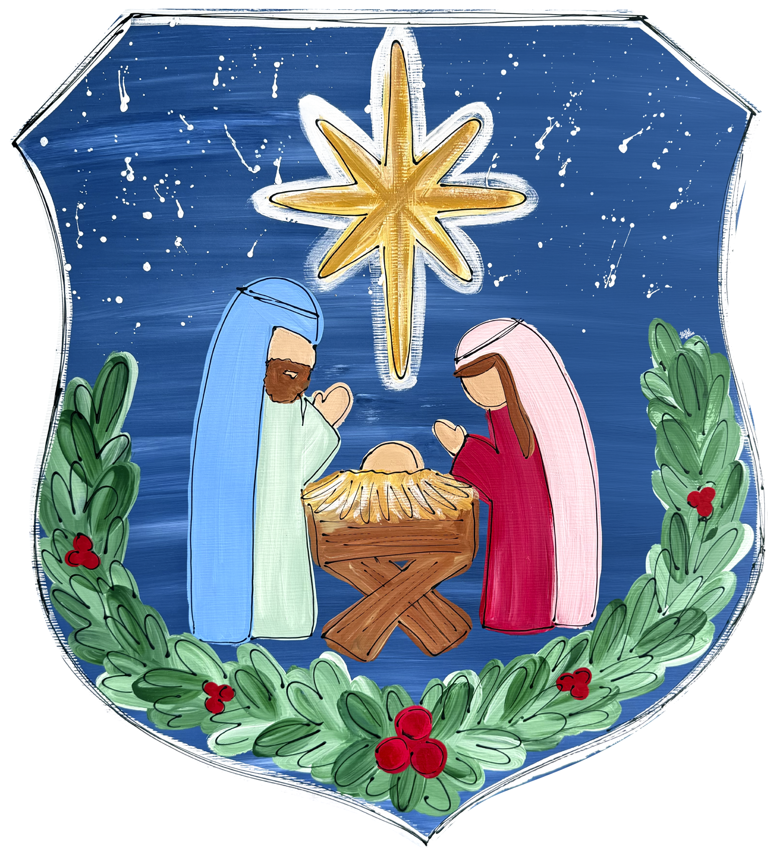 LILY PAD DESIGNS NATIVITY ON SHIELD