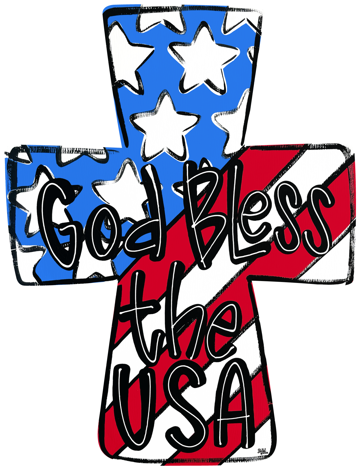 LILY PAD DESIGNS AMERICAN FLAG GOD BLESS THE USA CROSS