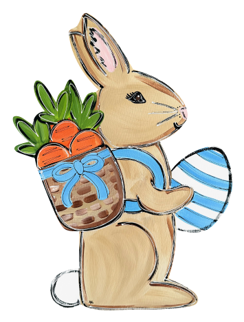 LILY PAD DESIGNS BROWN BUNNY WITH BACKPACK AND CARROTS