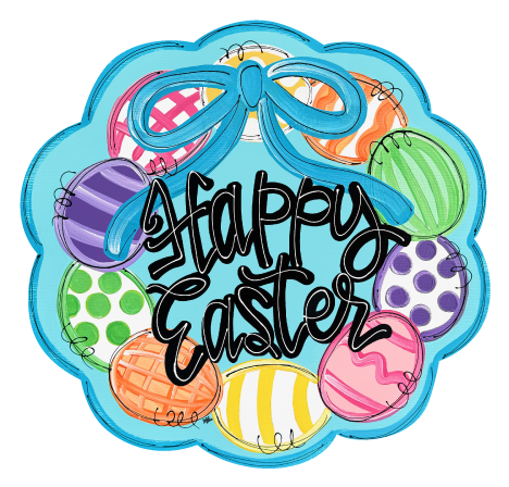 LILY PAD DESIGNS ROUND WITH EGGS AND HAPPY EASTER