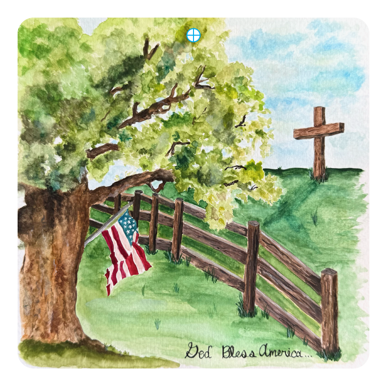 LILY PAD DESIGNS TREE FENCE AMERICAN FLAG AND CROSS
