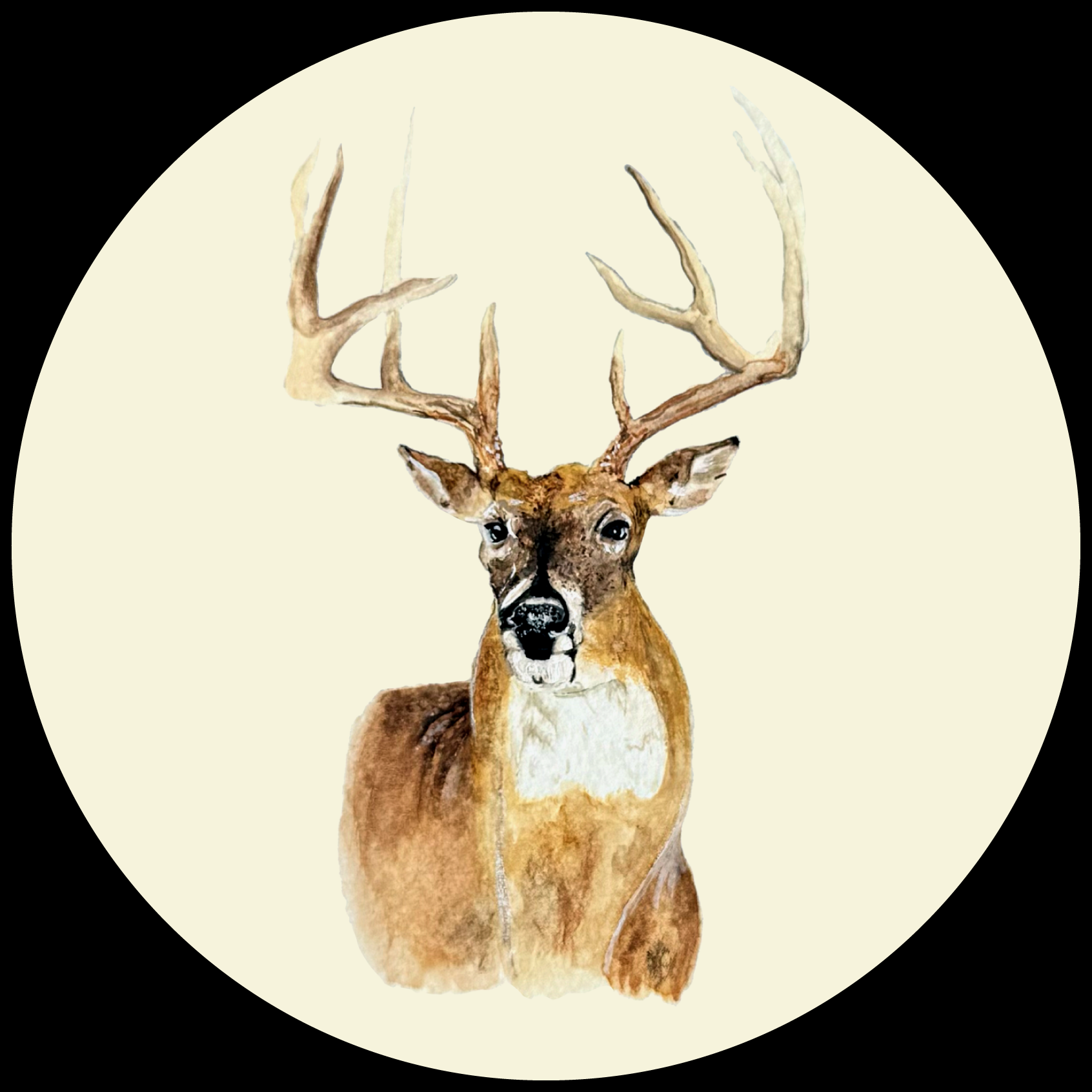 LILY PAD DESIGNS ROUND WITH BUCK ONE WITH GARLAND AROUND BUCK ONE PLAIN