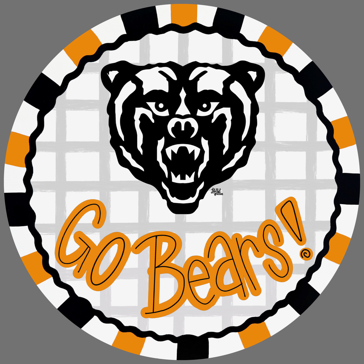 LILY PAD DESIGNS ROUND ORANGE BLACK AND WHITE GO BEARS