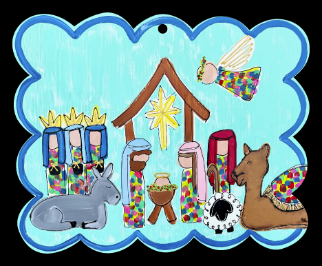 LILY PAD DESIGNS BRIGHT BLUE NATIVITY SCENE