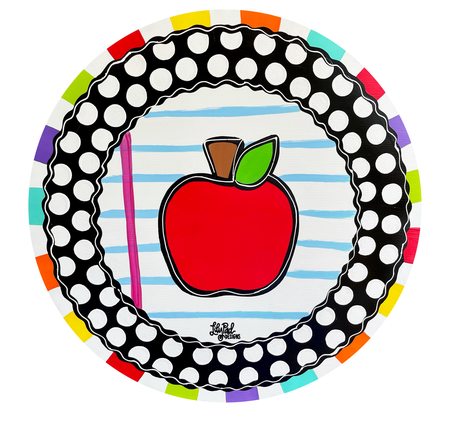 LILY PAD DESIGNS COLORFUL CIRCLE WITH APPLE